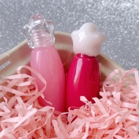 Gloss à lèvres 3ml, flacon brillant en forme d'olive, capuchon en forme d'étoile, collets côtelés, nuances rose ombré, approvisionnement en gros, logo personnalisé