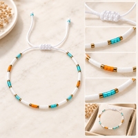 Gelang Manik Go2boho Putih Turquoise Oranye Geometris Keramik Berlapis Emas Dapat Disesuaikan Unisex Hadiah Perhiasan