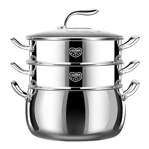 304 отпариватель для пищевых продуктов из нержавеющей стали, бытовой двухслойный горшок для рыбы большой емкости с толстыми тремя слоями для оптовой продажи, подарок - Product Image 5