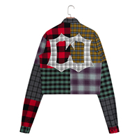 Direkt vom Hersteller Maßgefertigte OEM Herren Langarm Designer Baumwoll-Flanellhemden Mehrfarbige Patchwork-Ketten-Stickerei Streetwear