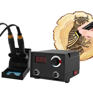 Pyrografie-Maschine Lötkolben-Set 60 W LCD Holzbrenner-Set Temperaturverstellbare 20-Draht-Spitzen für Holz-Leder-Kürbis