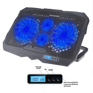 Refroidisseur pour ordinateur portable de jeu, <span class=keywords><strong>4</strong></span> ventilateurs, pliable, portable, hauteur réglable, vitesse, double port USB - Product Image 2