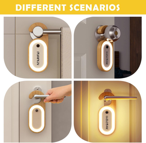 Luce Notturna in Legno con Sensore di Movimento e Gancio per Chiavi, Design per Maniglia <span class=keywords><strong>della</strong></span> Porta, Adatta per Camera da Letto e Bagno - Product Image 6