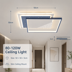 Modern Geometric Dimmable Led <b>Ceiling</b> <b>Light</b> With <b>Remote</b> Acrylic Iron Surface Mount For Living Room Bedroom 120W - Product Image 3