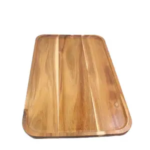 Factory Wholesale Custom Acacia Wooden Platter Coffee Table Tray Serving Board Wooden Tray