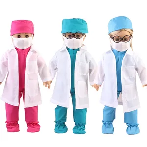 Doen Alsof Speelgoed 18 Inch Poppenkleding Dokter Verpleegster Uniform Kleding Display Pop Accessoires