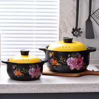 Casserole en céramique à gaz domestique, pot à double oreille résistant aux hautes températures cuisinière à gaz de grande capacité pot en céramique