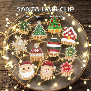Pince à Cheveux en Métal Style Noël, Père Noël, pour Adultes et Enfants, Haute Qualité, Faite à la Main, Style Européen et Américain, Vente en Gros - Product Image 2