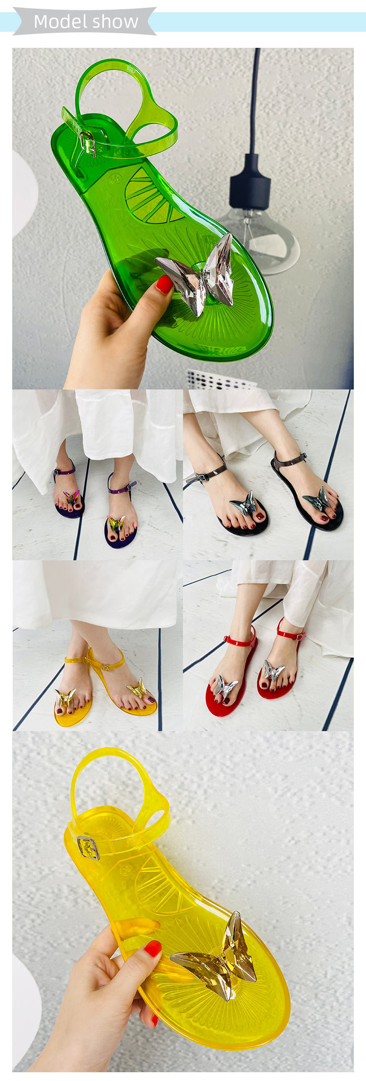 Fashion Transparent Waterproof PVC Jelly Sandals Candy-Colored Leisure Beach Sandals Women