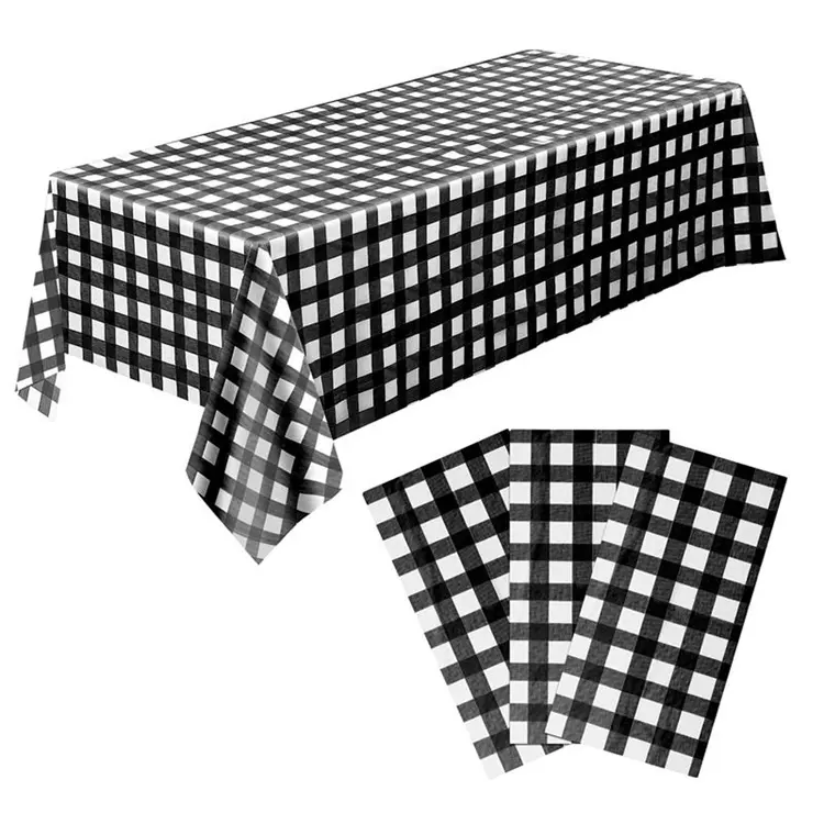 Rechteckiges Checkered-Tischtuch wasserdicht faltenresistent Plattiertes Tischtuch Gingham-Tischtuch für Außen- und Innenbereich