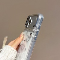 Coque arrière transparente antichoc en TPU brillant avec design diamant, motif étoiles, cœurs et nœuds, style INS, OEM d'usine pour 17 16 15 14
