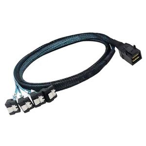 6Gbps MINI SAS SFF-8643 ถึง 4 พอร์ต SATA 90 องศาเซิร์ฟเวอร์คอมพิวเตอร์ HD ฮาร์ดไดรฟ์สายเคเบิลข้อมูล - Product Image 3