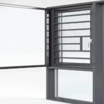 התאמה לשינוי אקלימי חלון UPVC / חלון בידוד חום / חלונות זכוכית מחוזקת וחלונות נגד גניבה עם מעקה