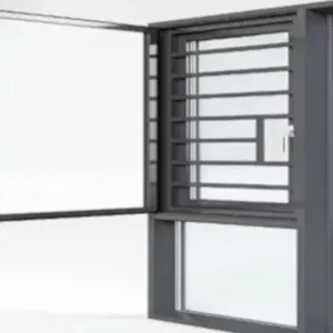 Janela UPVC África adequada/janela com isolamento térmico/vidro reforçado e janelas anti-roubo com guarda-corpo