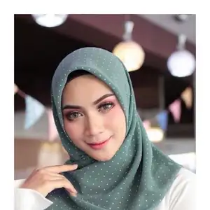 Высококачественный Женский шифоновый хиджаб в мусульманском стиле, малазийский толстый мусульманский шарф-Жоржет, однотонные простые шифоновые шарфы в горошек