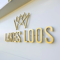 Enseigne en métal doré rétroéclairée en 3D avec logo d'entreprise, enseigne de lettres de canal éclairées par DEL, enseigne Led personnalisée pour les affaires à l'intérieur