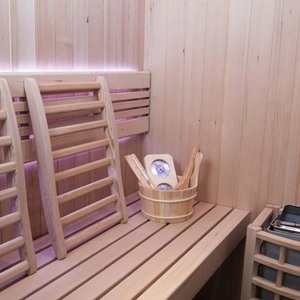 Sauna Tradicional con Estufa Eléctrica Personalizada para 4 Personas, Baño de Vapor Húmedo Interior - Product Image 4