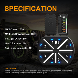 Panneau de commande de <span class=keywords><strong>caravane</strong></span> avec lumières Led 12v-24v nouveau panneau de commutation d'accessoires de voiture 8 Gang Rgb gradateur LED panneau de commande boîte de commande - Product Image 2