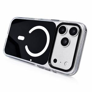 Étui de téléphone magnétique de luxe en acrylique pour <span class=keywords><strong>iPhone</strong></span> 17 16 15 14 <span class=keywords><strong>13</strong></span> <span class=keywords><strong>Pro</strong></span> Max, <span class=keywords><strong>coque</strong></span> antichoc avec bouton métallique et chargement sans fil - Product Image 1