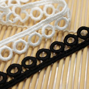 Offres Spéciales grille dentelle maille lait soie dentelle garnitures légèreté doux blanc noir bricolage à la main fille vêtement robe - Product Image 5