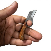 Couteau de chasse et de survie à lame fixe mini, forgé à la main en acier Damas de haute qualité, pointe tombante, manche en résine OEM