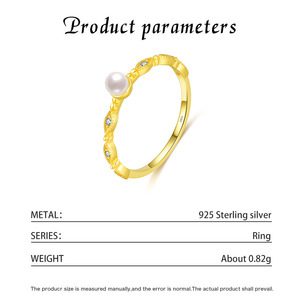 Minimalist Single Pearl Inlaid Micro Zircon Wavy S925 Sterling Silver <b>Dainty</b> Freshwater Pearl Slim Stackable Band - Product Image 6