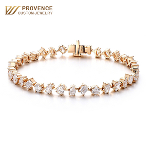 Bracelet en diamant de laboratoire 22 carats, véritable or jaune 18 carats, chaîne tennis en diamant pour femme, style hip-hop, bracelet sur mesure de créateur. - Product Image 1