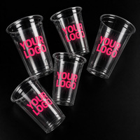 Gobelets en plastique PET PP jetables personnalisés avec logo, transparents avec pailles, gobelets froids pour café glacé et thé au citron