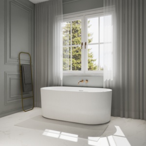 Baignoire autoportante contemporaine en acrylique et fibre de verre, design cannelé, Vietnam, OEM ODM personnalisé - Product Image 3