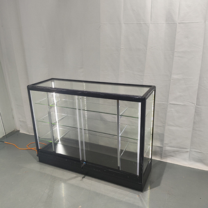 Vitrine d'exposition en verre avec cadre en aluminium incurvé, couleur personnalisée, moderne et économique, éclairage LED robuste et écologique pour - Product Image 3