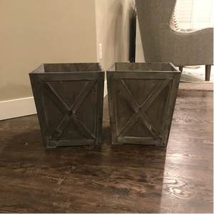 Rétro Vintage Pin Bois carré Grande Jardinière Surdimensionnée Boîte de Jardinière en Bois en forme de X surélevée pour l'extérieur ou votre salon - Product Image 6