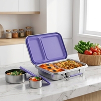 Aohea OEM Boîte à lunch bento pour enfants en acier inoxydable, résistante à la température, anti-décoloration, étanche, réutilisable, pour la plage, les sorties et les voyages