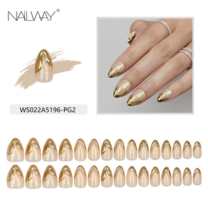 <span class=keywords><strong>Faux</strong></span> <span class=keywords><strong>ongles</strong></span> en amande moyenne, style français, avec bande dorée 3D, réutilisables, couvrant entièrement l'ongle, à <span class=keywords><strong>coller</strong></span>, pour femmes, usage quotidien - Product Image 5
