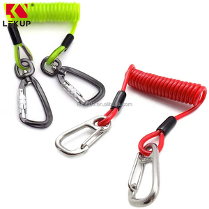 Cordon de sécurité anti-perte en spirale, porte-clés rétractable <span class=keywords><strong>avec</strong></span> boucle de sécurité, laisse en spirale de 5,0 mm, cordon pour outils <span class=keywords><strong>avec</strong></span> <span class=keywords><strong>mousqueton</strong></span> - Product Image 1