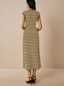 European and American striped knitted dress 2026 sleeveless slim one-step <b>skirt</b> mid-<b>length</b> women's clothing - Product Image 5