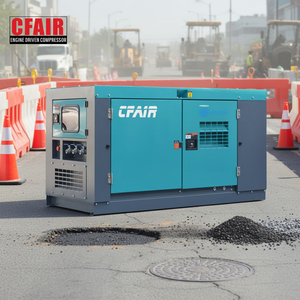 Compresseur d'<span class=keywords><strong>air</strong></span> à vis diesel portable 185 CFM, 7 bars (101,5 PSI), refroidi par <span class=keywords><strong>air</strong></span>, pour <span class=keywords><strong>marteau</strong></span>-<span class=keywords><strong>piqueur</strong></span>, construction, homologué EPA CE, CFAIR - Product Image 1