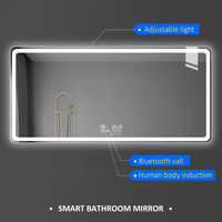 Miroir de salle de bain intelligent CF Luxury Look avec éclairage LED, détection par induction Bluetooth, anti-buée, miroir de salle de bain LED