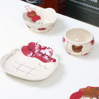 Creatief cartoon-geëmbossed keramisch servies, Ins-stijl fruit- en koffiekopje & schoteltje voor de afternoon tea