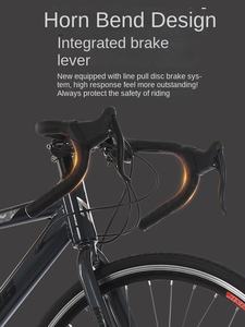 <span class=keywords><strong>Vélo</strong></span> de route incurvé <span class=keywords><strong>28</strong></span> <span class=keywords><strong>pouces</strong></span> ultra léger pour adulte, double frein à disque, cadre en alliage d'aluminium, pédale ordinaire, <span class=keywords><strong>vélo</strong></span> de course - Product Image 2