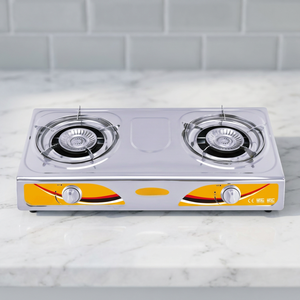 Cocina doble de acero inoxidable de alta calidad, hermosa estufa de doble quemador con soporte independiente para sartenes, electrodoméstico para el hogar. - Product Image 2