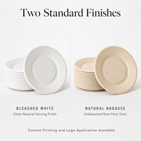Assiette ronde en bagasse moulée de 6 pouces avec bord côtelé, en pulpe naturelle, pour la restauration et les plats à emporter