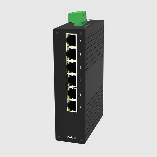 Hi-Net 6-Port 10/100Mbps Unmanaged Industrial Ethernet Switch DIN-Rail Metal Housing -40~75°C 12~57VDC IDS1006R