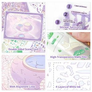 Autocollants 3D Paysage Double Scène à Haute Transparence Effet Mat avec Lignes Auxiliaires pour Scènes Miniatures DIY - Product Image 4