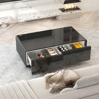 Table basse de luxe avec deux tiroirs réfrigérés intégrés, écran tactile électrique et recharge sans fil pour la maison, l'hôtel et l'appartement
