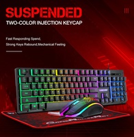 Clavier de jeu lumineux professionnel TF31 tapis de souris Combo 3-en-1 Interface USB filaire rétroéclairée 104 touches Standard pour un usage domestique