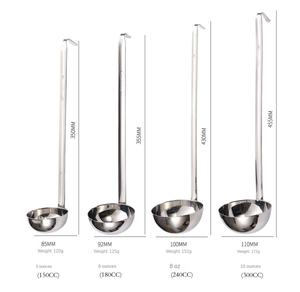 DFU194 Cuchara de acero inoxidable con borde para verter, para cocina, sopas y salsas, cuchara grande con gancho - Product Image 6