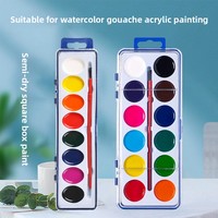 Peintures artistiques pour enfants transfrontalières, 8+ ans, 8 couleurs, 12 couleurs, 40 pièces, grande boîte, pigments semi-séchés, palette de poudres solides