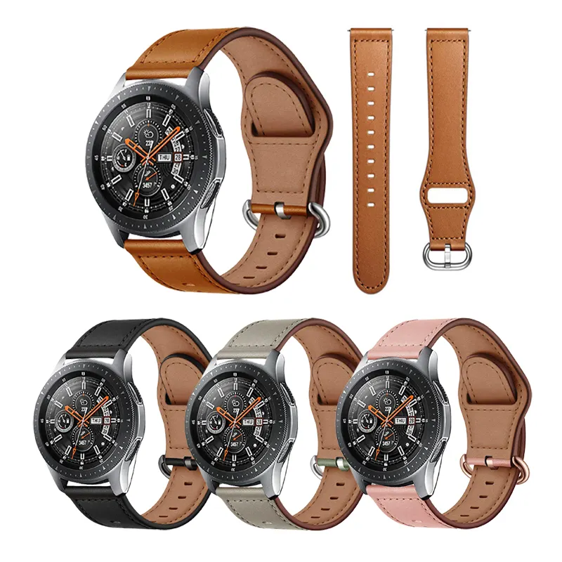 20mm 22mm Leather band For Samsung Galaxy watch Active 2 strap 44mm Huawei GT/2/Pro Galaxy watch 4/Classic 45/40mm/46mm bracelet