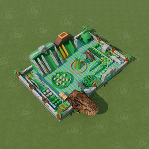 Parc d'attractions gonflable commercial sur le thème des dinosaures <span class=keywords><strong>Jurassic</strong></span> <span class=keywords><strong>World</strong></span> avec toboggan pour location événementielle - Product Image 2