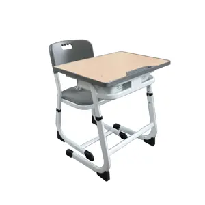 Classroom furniture height adjustable desk mdf melamine board desk and chair used school furniture for sale